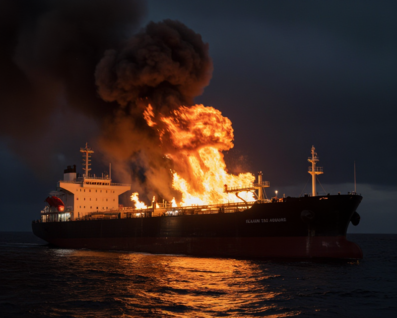 Oil Tanker Fire in Red Sea