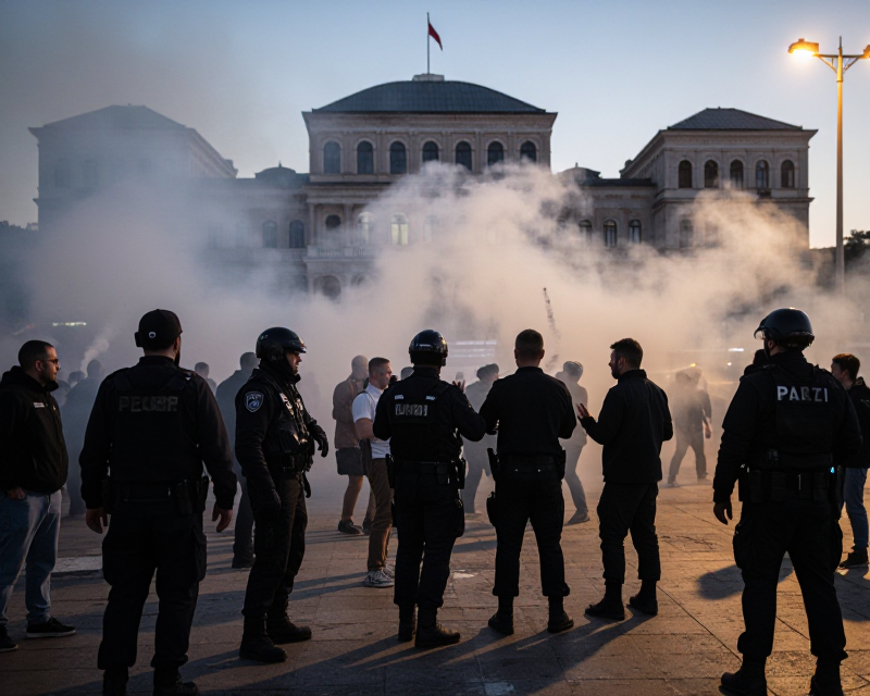 Tense Protest in Albania