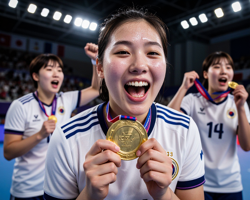 South Korean Women's Handball Victory Celebration