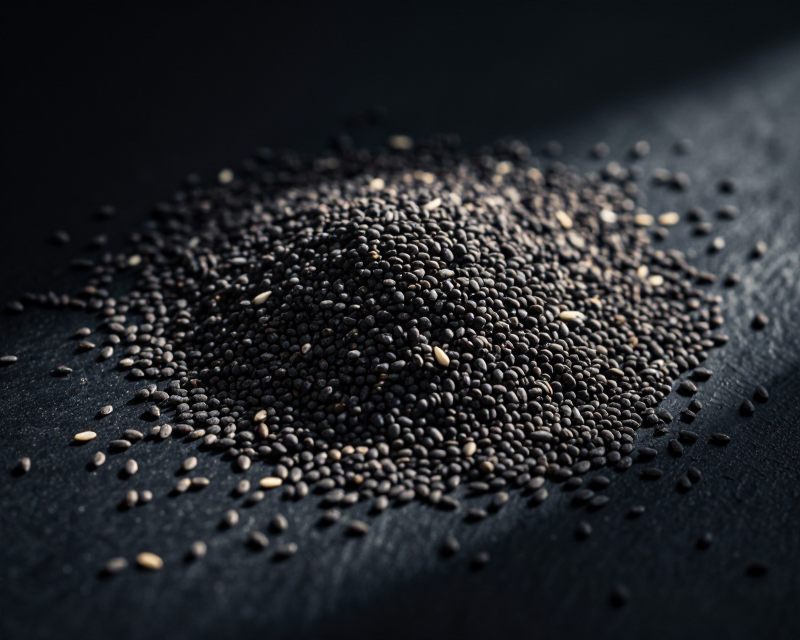 Macro of poppy seeds and spices